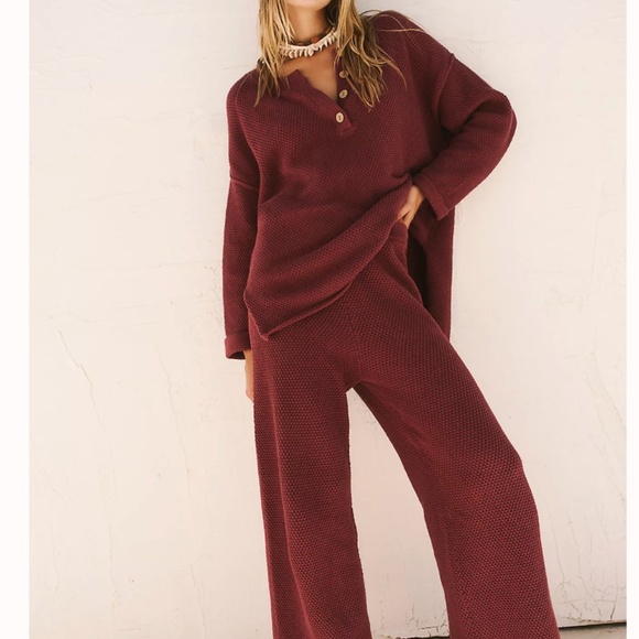 SALE Free People Hailee Sweater Set XSmall Mahogany - Picture 3 of 6